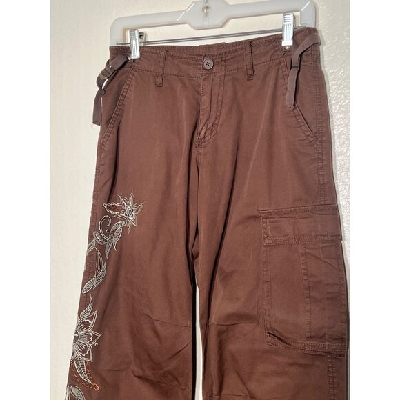 By Deep Los Angeles Small Brown Cargo Pants Cotton Embroidered Y2K - Picture 3 of 16
